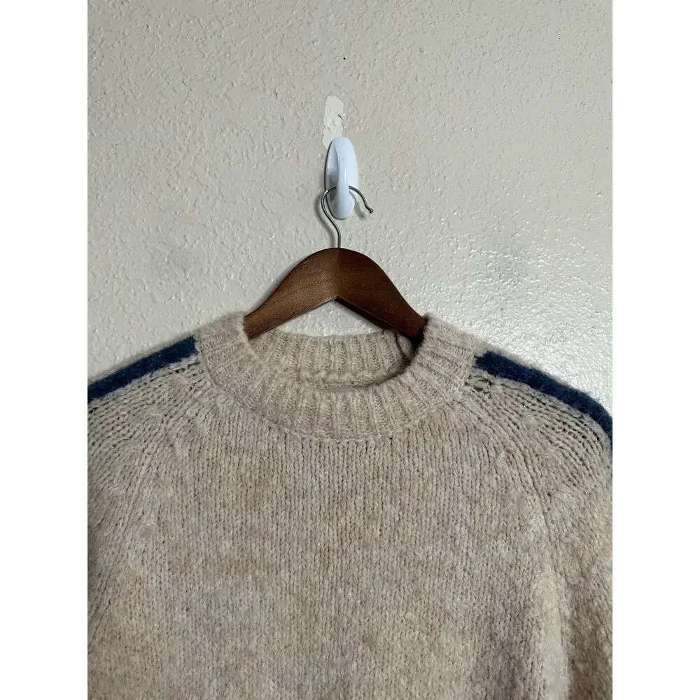 Paloma Wool Grandslam Knit Sweater in Ecru Womans XXL Alpaca Wool Blue Stripe